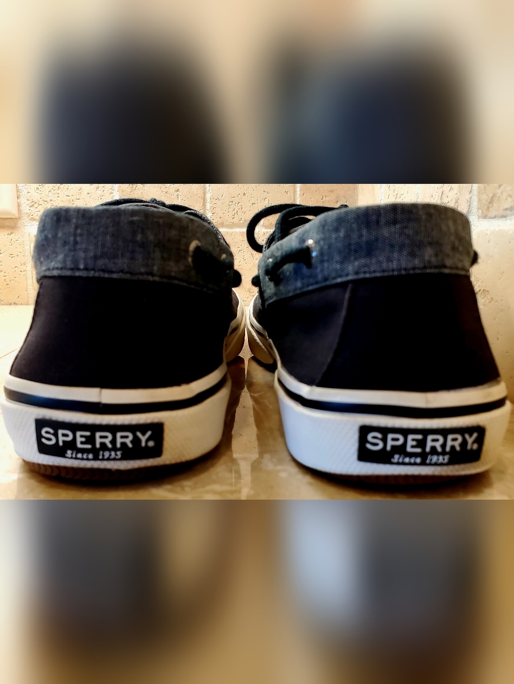 Sperry Men's Black and Gray Two-Tone Canvas Boat Shoes Size 11.5 - Picture 6 of 11